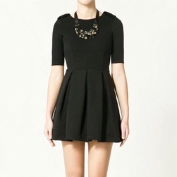 Zara Dresses & Skirts - Zara Woman Black Pleated Skater Mini Dress Sz M